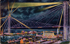 Vtg 1933 Chicago World's Fair Sky Ride at Night Illinois Unused Postcard  picture