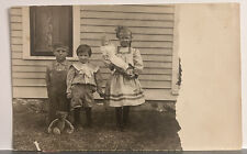 Vintage Postcard Real Photo Ephemera Children Posing Antique Clothing picture