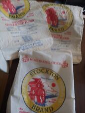 3 Stockton MN Natural Unbleached Whole Wheat Flour Bag Sack Set Lot Vntg Choice picture