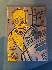 Star Wars Sketch Card 1/1 Dan Nokes Signed Sketch of R2D2, C3P0 Rare picture