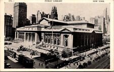 New York City NY Street View of Public Library Vintage Postcard PM 1942 Photo picture