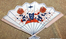 Japan VINTAGE Porcelain Fan Shape Trinket/Vanity Tray-Handpainted-Hong Kong-9.5