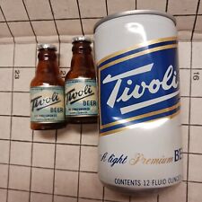 Tivoli - Pair of Miniature Beer Bottle Salts + Unopened (empty) Tivoli Beer Can picture