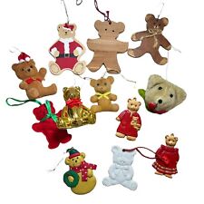 Vintage Lot of 12 Teddy Bear Christmas Ornaments picture