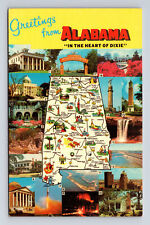 Pictorial Map Multi-View Greetings From Alabama AL Postcard picture