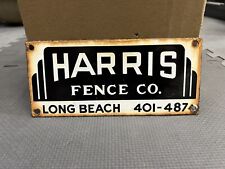 Signs Advertising Porcelain Fence Gas Oil Original Vintage Antique Harris picture