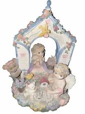 Ceramic Music Box Angels With Teddy Bears Flower Arches picture