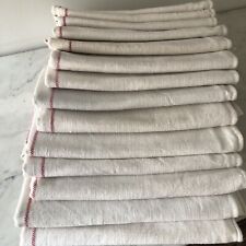 Antique French Homespun Linen Kitchen Towels Red Stripes XL (14) picture