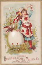 Household Sewing Machine Providence RI Girl Egg Bird Vict Card c1880s picture