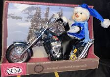 K Mart Trim A Home Musical Animated Motorcycle Snowman Christmas 2008 Brand New. picture