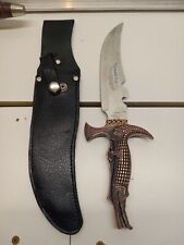 Knife Hunting Knife With Sheath Copper Handle Crocodile Knife Fixed Blade 7.5