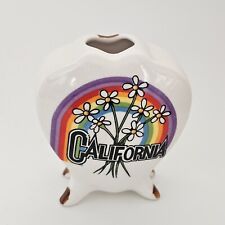Vintage California Rainbow Daisy's Flower Souvenir Ceramic Toothpick Holder picture