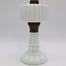 Antique Milk Glass Victorian Pedestal Stand Oil Lamp c1890s Good Condition picture