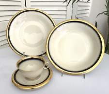 Hutschenreuther Kohenberg Germany Margarete Ivory Cobalt Gold 4-pc Place Setting picture