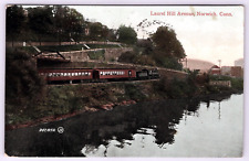 Postcard 1909 CT Passenger Train River View Laurel Hill Ave Norwich Connecticut picture