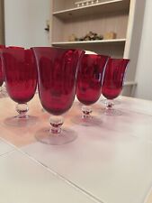 Vintage Ruby Red with Clear Base Glasses Wine Glasses (Set Of 7) picture