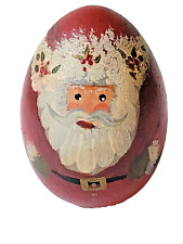 Vintage Handpainted wooden Santa Claus Christmas decoration.  Signed by artist  picture