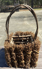 Vintage Handmade Pine Tree Branch Basket 16” Rustic Decor picture