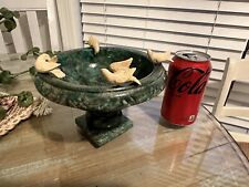 Vintage LARGE 7” Wide Alabaster Decorative Bird Bath Four Carved  Doves Italy picture