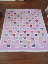 WONDERFUL Old BUTTERFLY CUTTER QUILT 77 BUTTERFLIES Hand Stitched 72 x 63 picture