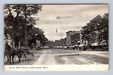 Northampton MA-Massachusetts, Lower Main Street, Vintage c1907 Postcard picture