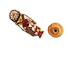 VTG Native Hopi Kachina Doll Southwestern Gold Tone Enamel Lapel Pin Tie Tack picture