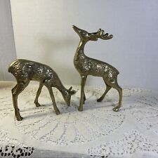Vintage Brass Buck And Doe Deer Figurines- 6”H And 4 1/2”H- Lot Of 2 picture