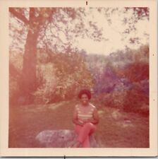 Beautiful African American Black Woman Out in Nature Afro 1970s Vintage Photo picture