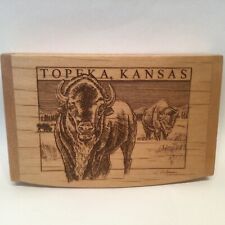 Topeka Kansas Souvenir Box Travel Dominos Buffalo Wood Burned J O’Connor 5” picture