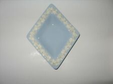 Wedgwood Queen's Ware Ashtray Diamond Shape White on Blue England Ex Cond picture