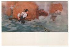 Military Women of Namgang Village Weapons War Korean painting Old Postcard picture