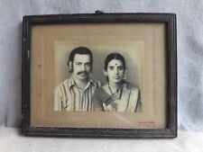 Vintage B&W Photograph Old South-Indian Couple LadySaree 60s Fashion Costume A83 picture