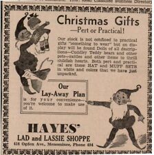 1950's Christmas Elf Hayes Lad and Lassie Shop Michigan Newspaper Ad 4x4
