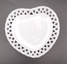Two's Company White 'Lace' Heart Shaped Cutout Wall Plate Decor Cottage Core picture