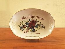 Vintage Red Cardinal Lenox Platter Tray Bless This Home Winter Greetings McClung picture