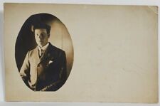 RPPC Handsome Man Cool Hair c1900s Real Photo Postcard R1 picture