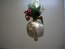 Vintage Glittered Gold Pomegranate w Pinecones & Berries Christmas Ornament picture