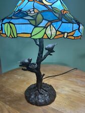 23” Cracker Barrel Stained Slag Glass Lamp Bluebirds Tiffany Style picture