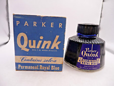 Parker Vintage Quink Bottled Ink-Permanent Royal Blue-2oz--plastic cap--full picture