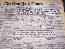 1930 JUNE 25 NEW YORK TIMES -KINGSFORD-SMITH NEARLY ACROSS THE ATLANTIC- NT 4937 picture