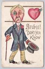 VALENTINES DAY POSTCARD, CUPID'S BROKEN HEART, ADDRESSED TO PEORIA ILLINOIS 1909 picture