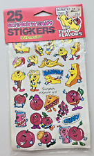 Vintage 80s Scratch n Sniff Stickers Cherry Banana Fruit Food RARE Smiley Faces picture