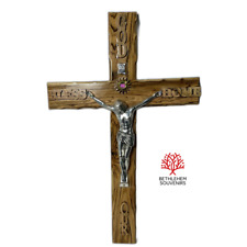 Huge Olive Wood 21 Inch Crucifix Cross Artistic Hand Made Bethlehem Christian picture