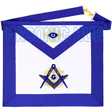 Handcrafted 100% Lambskin Master Mason Blue Lodge Apron with Radiant G Symbol picture