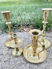 Set of 4 Vintage Brass Candlesticks Gold Decor Holders picture