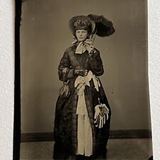 Antique Tintype Photograph Very Beautiful & Fashionable Fancy Young Woman picture
