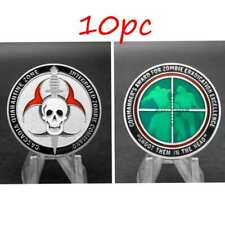10PC Zombie Eradication and Containment Command Challenge Coin Silver Plate picture