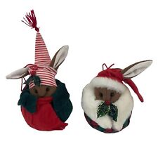 Coynes & Company Christmas Mice Hanging Ornaments 4” Plush Cloth Vintage picture