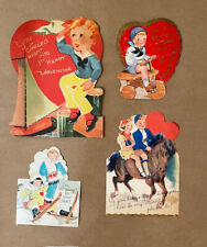 Vintage Valentine Cards 1940s Lot of 4 Transportation Boat Horse Ski Scooter picture