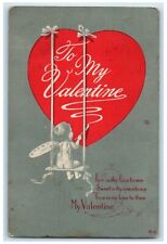 1912 Valentine Big Heart Angel Painting Webster South Dakota SD Antique Postcard picture